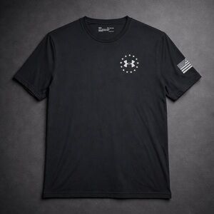 Under Armour Freedom Flag T-Shirt Men XL Black HeatGear Tactical Patriotic